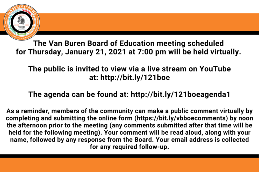 Van Buren Schools Board of Education Meeting January 2021 Van Buren