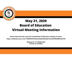 May 21, 2020 Board of Education Virtual Meeting Information