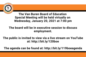 Van Buren Schools Board of Education Special Meeting - Wednesday 1/20