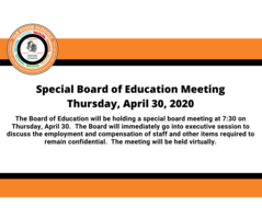 Special Board of Education Meeting - April 30, 2020