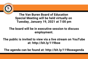 Van Buren Board of Education Special Meeting on Tuesday 1/19
